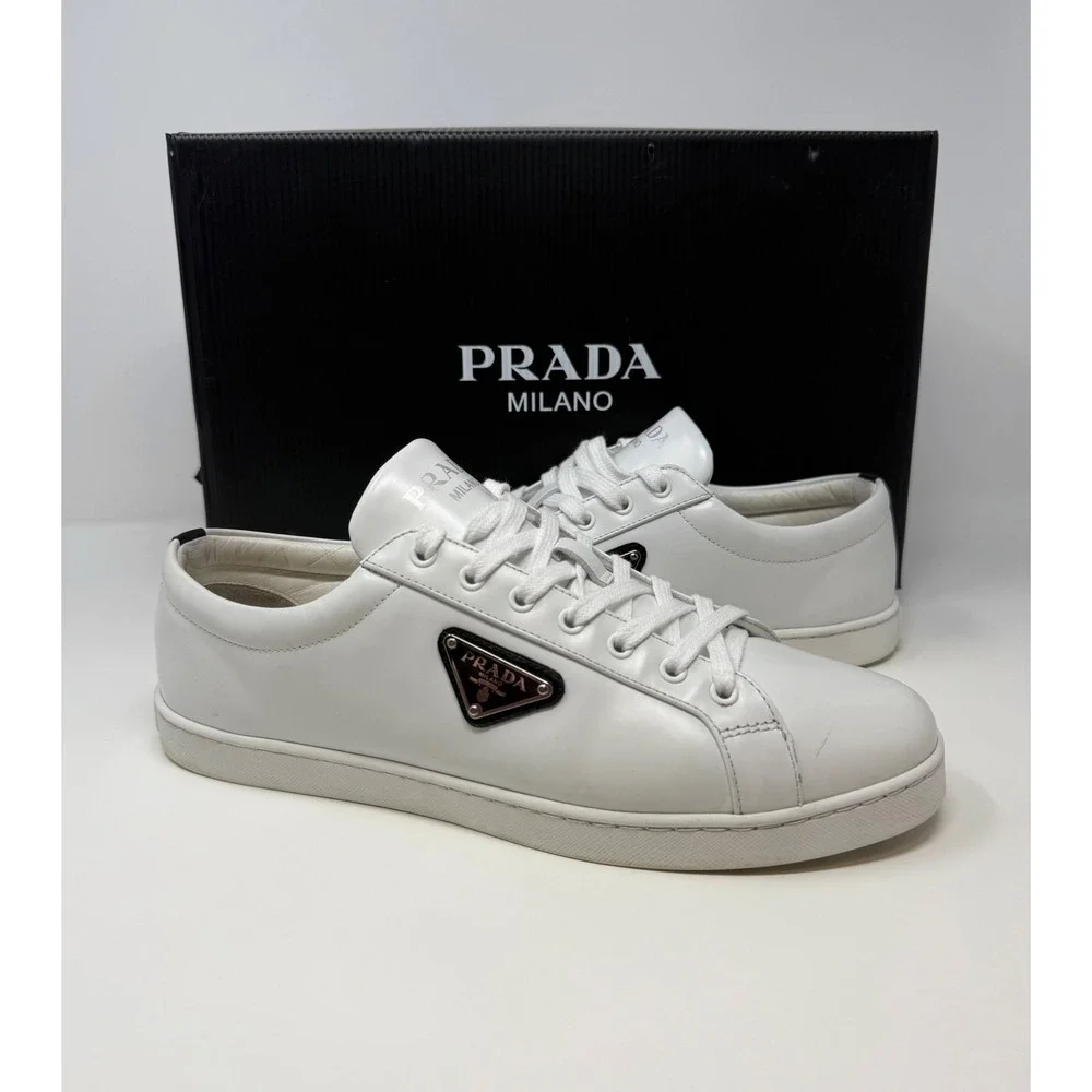 Prada Brushed Leather Sneaker White Size 9 US 8 Prada